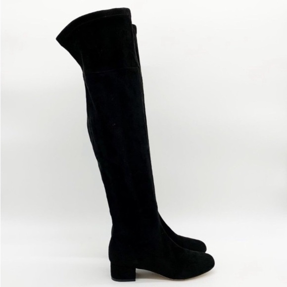 Anthropologie Black Suede Over-The-Knee Boots 1.5” Block Heel Sz 6 Witchy Office - Picture 4 of 16